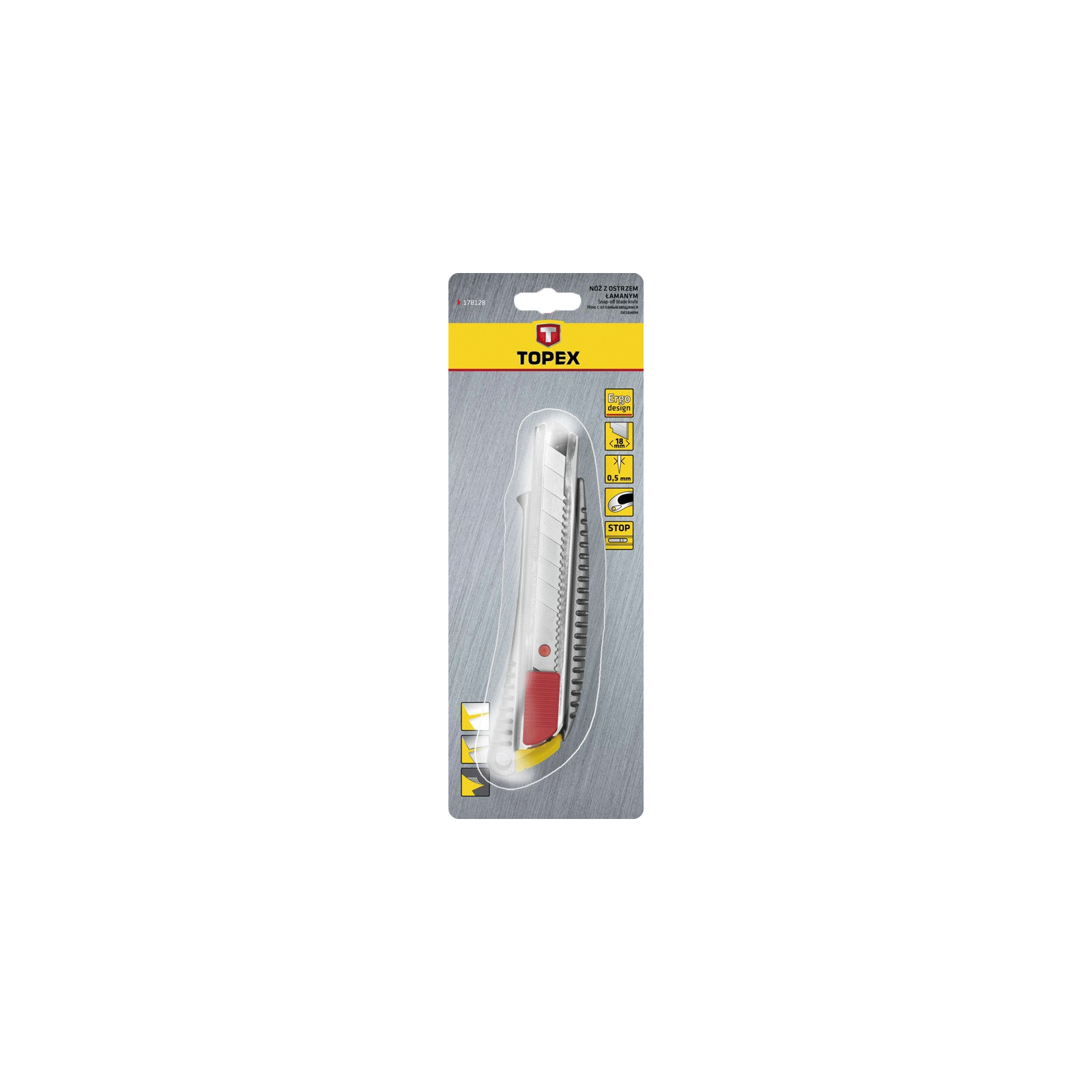 Нож канцелярский Topex 18мм мет направляющая (17B128) изображение 3