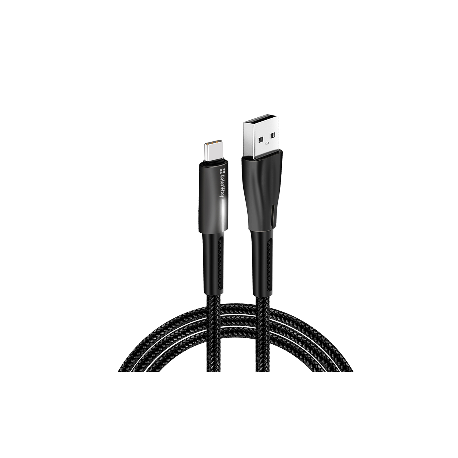 Дата кабель USB 2.0 AM to Type-C 1.0m zinc alloy + led black ColorWay (CW-CBUC035-BK) изображение 2