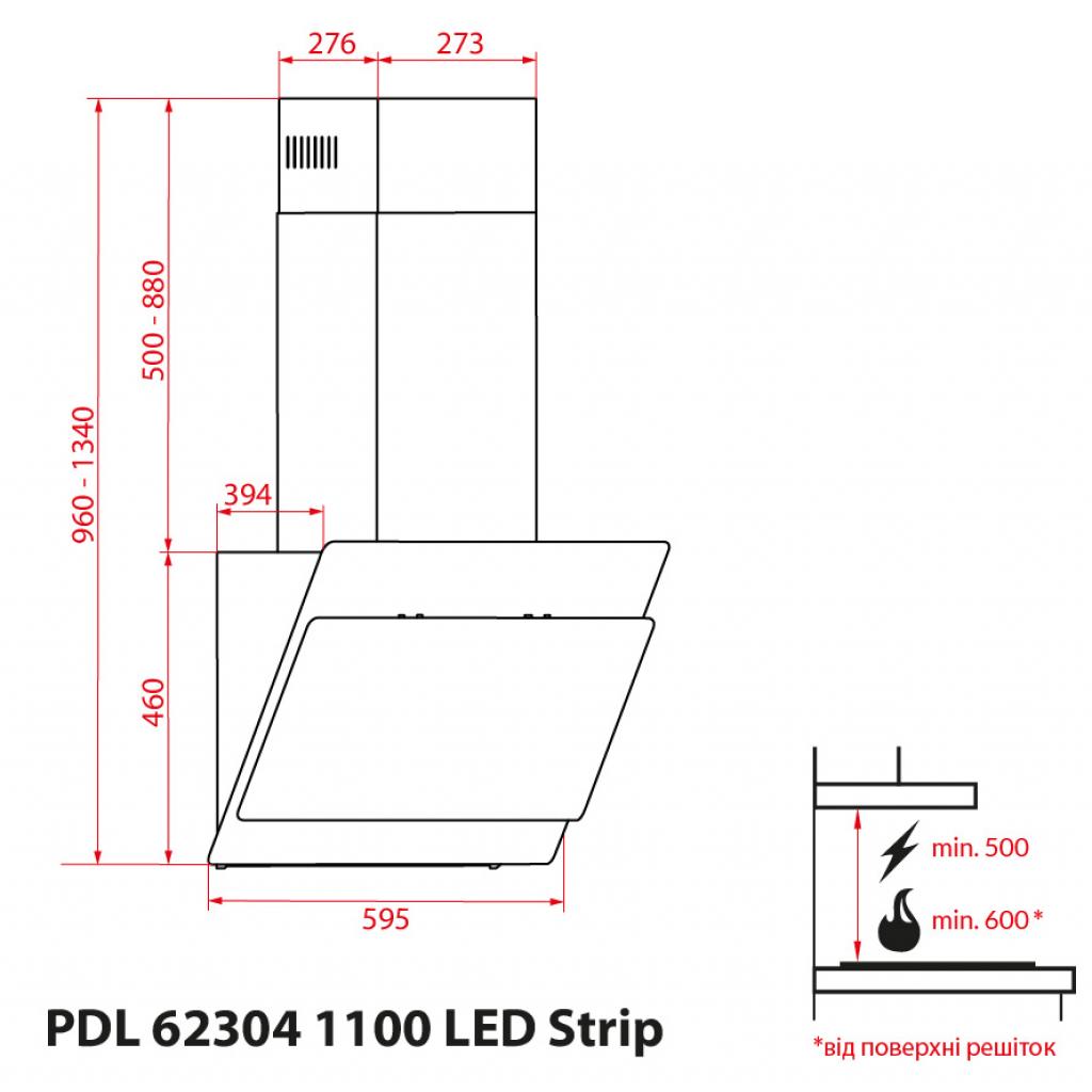 Витяжка кухонна Weilor PDL 62304 WH 1100 LED Strip зображення 12