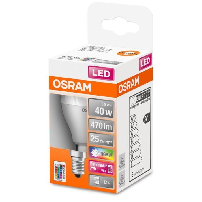 Лампочка Osram LED STAR Е14 5.5-40W 2700K+RGB 220V Р45 пульт ДУ (4058075430877) изображение 2
