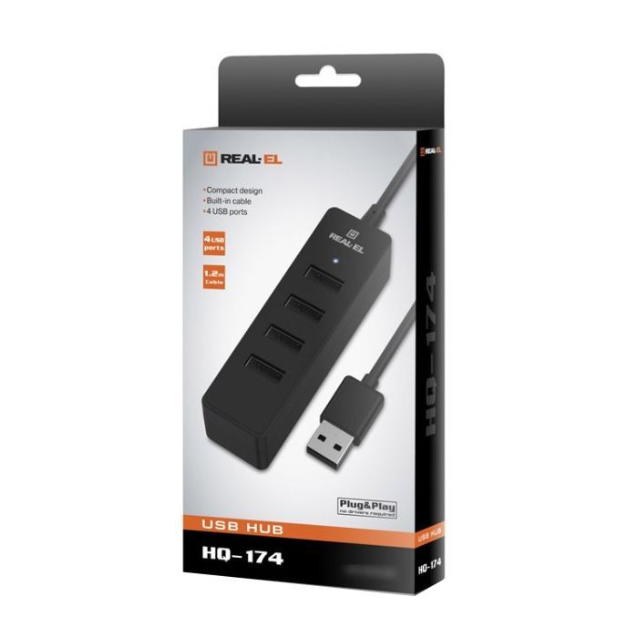 Концентратор REAL-EL HQ-174 USB-A 2.0 1.2m black (EL123110006) зображення 8