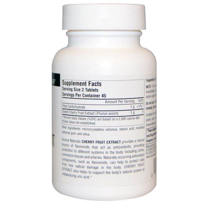 Травы Source Naturals Экстракт Вишни 500мг, 90 таблеток (SNS-01681) изображение 2
