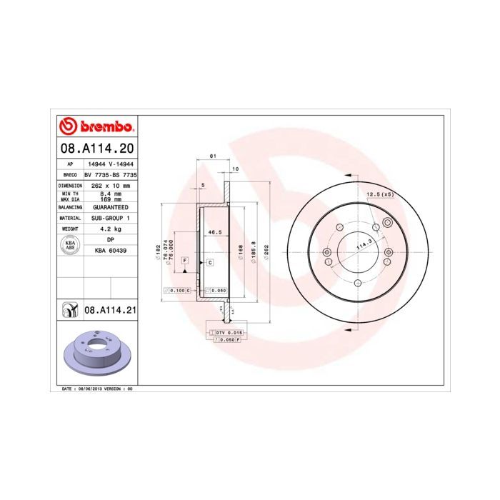 Гальмівний диск Brembo 08.A114.20