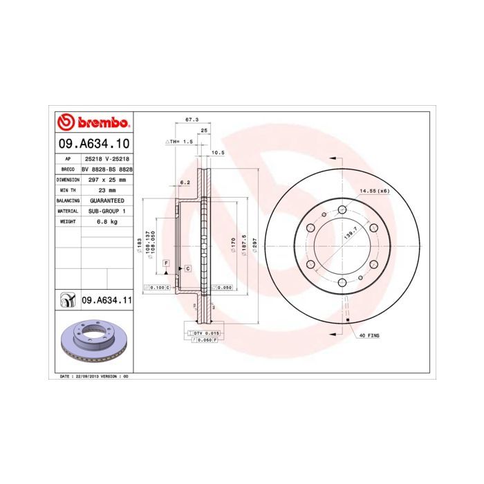 Гальмівний диск Brembo 09.A634.10