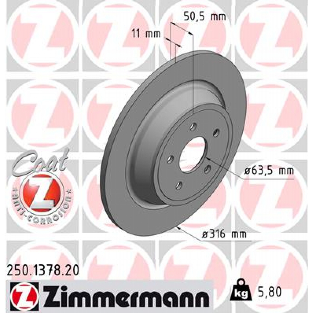 Гальмівний диск ZIMMERMANN 250.1378.20