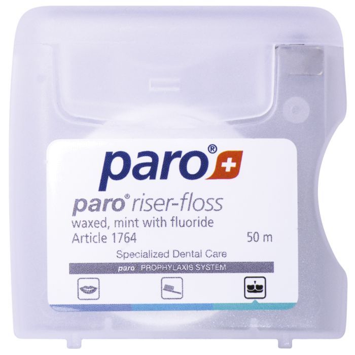 Зубная нить Paro Swiss riser-floss вощеная с мятой и фторидом 50 м (7610458017647)