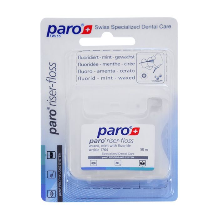 Зубная нить Paro Swiss riser-floss вощеная с мятой и фторидом 50 м (7610458017647) изображение 2
