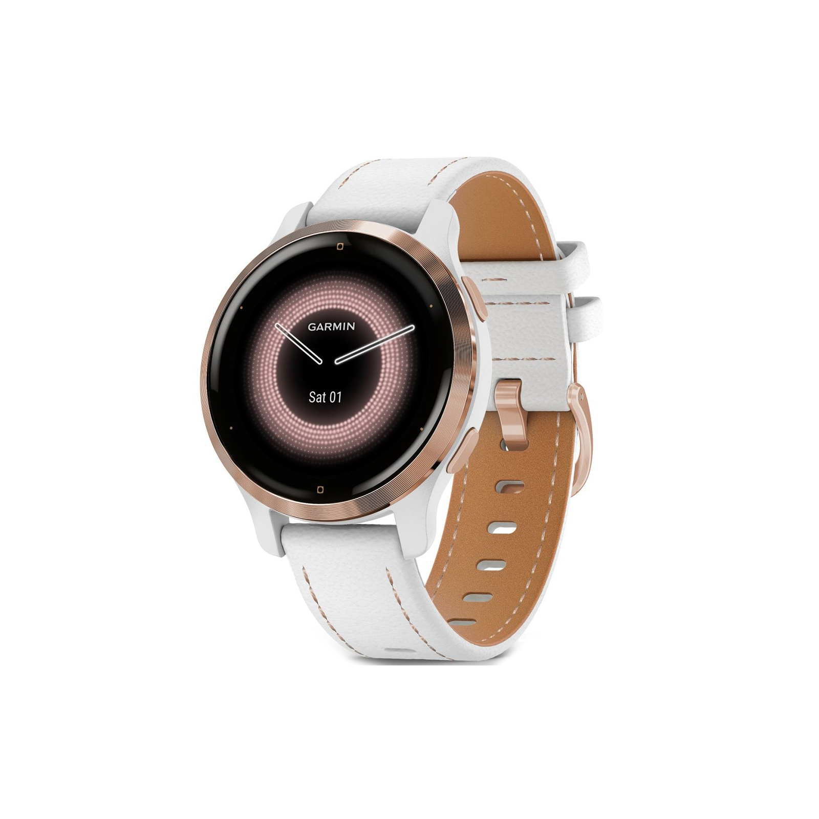 Смарт-часы Garmin Venu 2S, Rose Gold + White, Leather (010-02429-23)