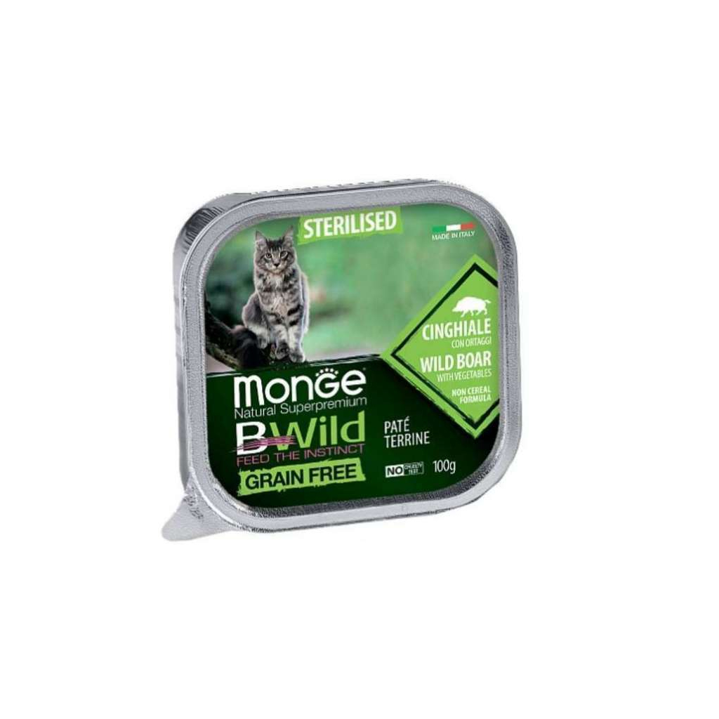 Паштет для кошек Monge BWild Grain Free Wet Wild Boar Sterilised Cat 100 г (8009470012904)