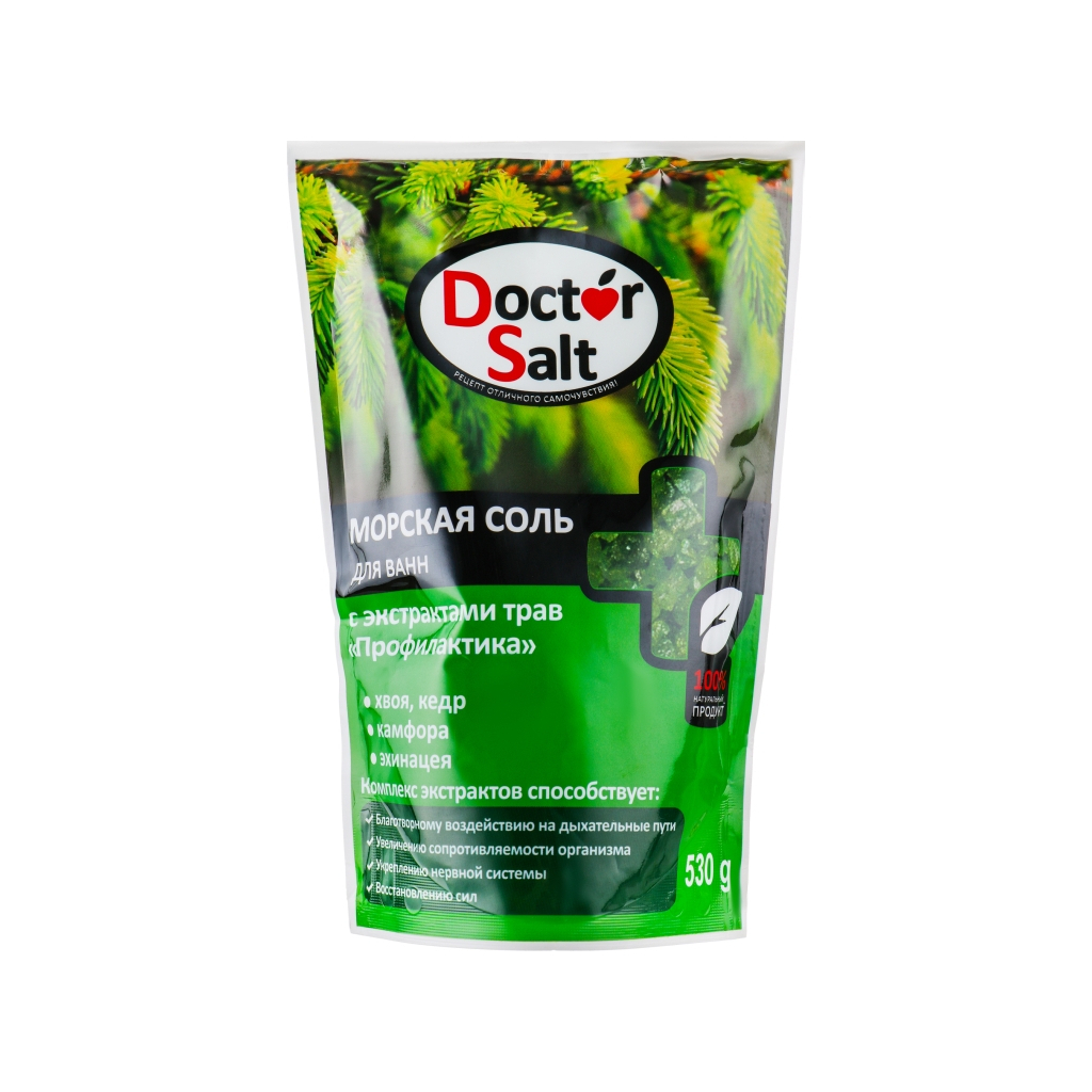 Сіль для ванн Doctor Salt з екстрактами трав Профілактика 530 г (4820091145352)