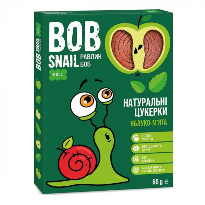Конфета Bob Snail Улитка Боб яблочные с мятой 60 г (4820162520163)