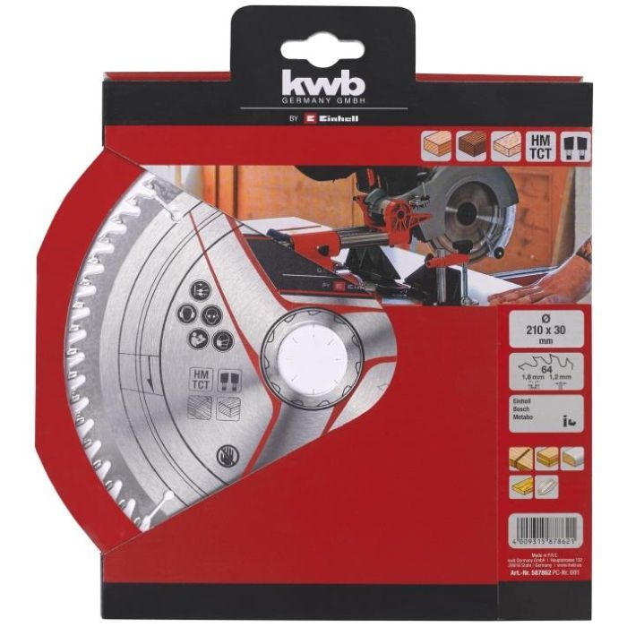 Диск пильний Einhell TCT KWB, 210х30 мм, 64 зуб. (587862) зображення 2
