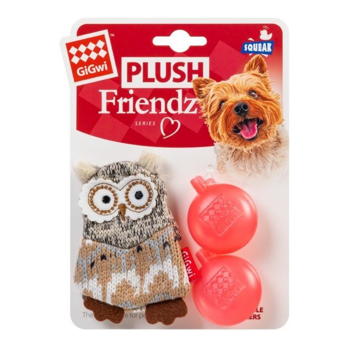 Игрушка для собак GiGwi Plush Сова с пискавкой 10 см (75036) изображение 2