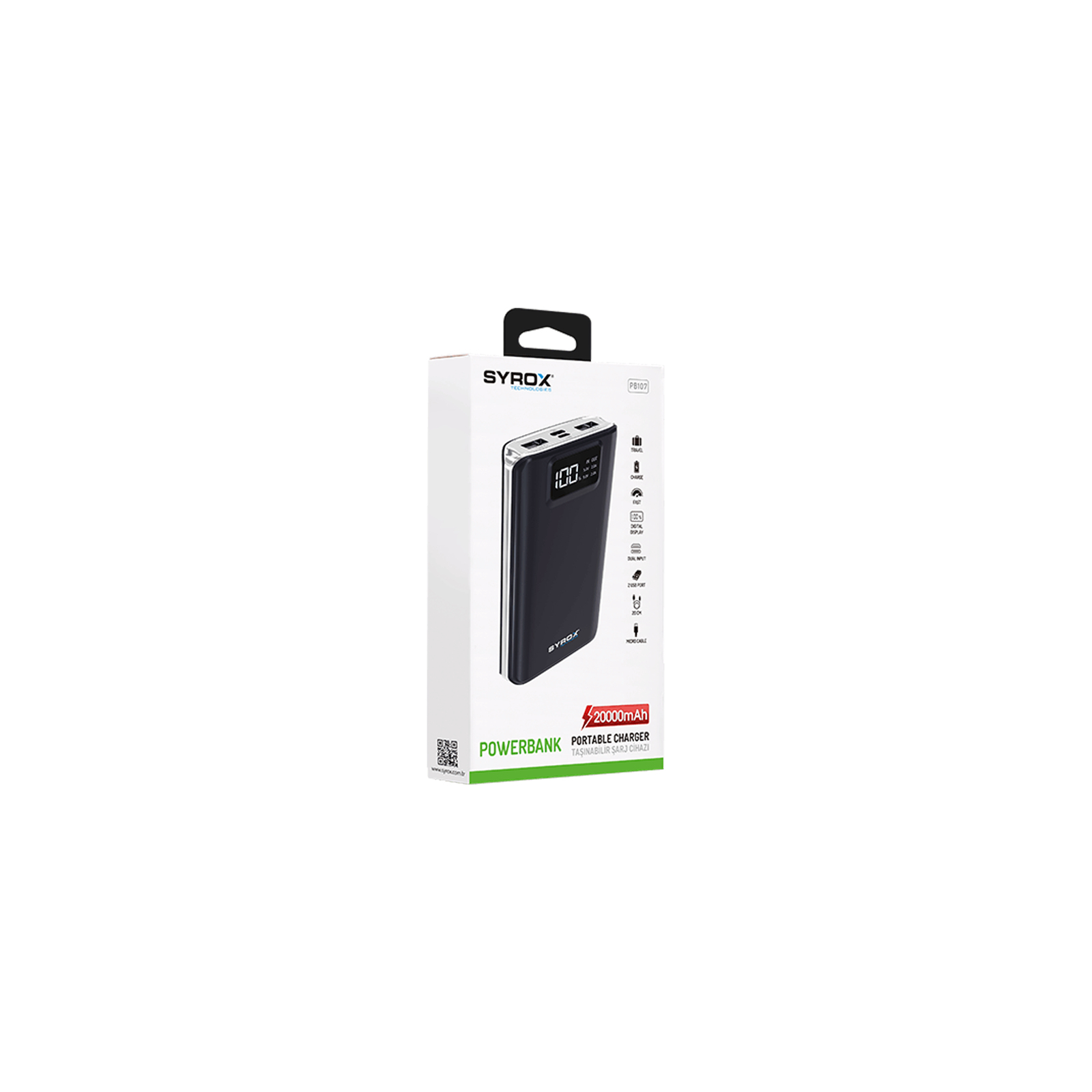Батарея универсальная Syrox PB107 20000mAh, USB*2, Micro USB, Type C, black (PB107_black) изображение 2