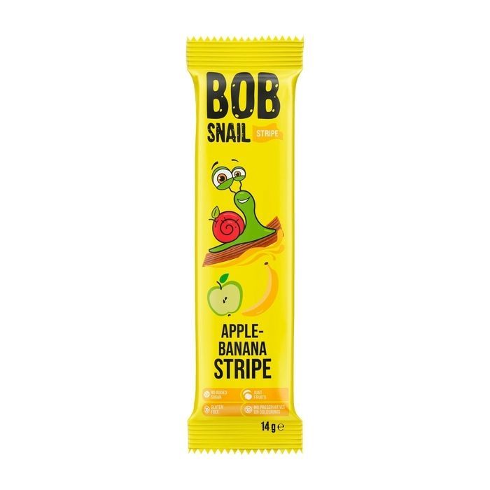 Конфета Bob Snail Яблочно-банановая страйп, 14 г (4820219344254)
