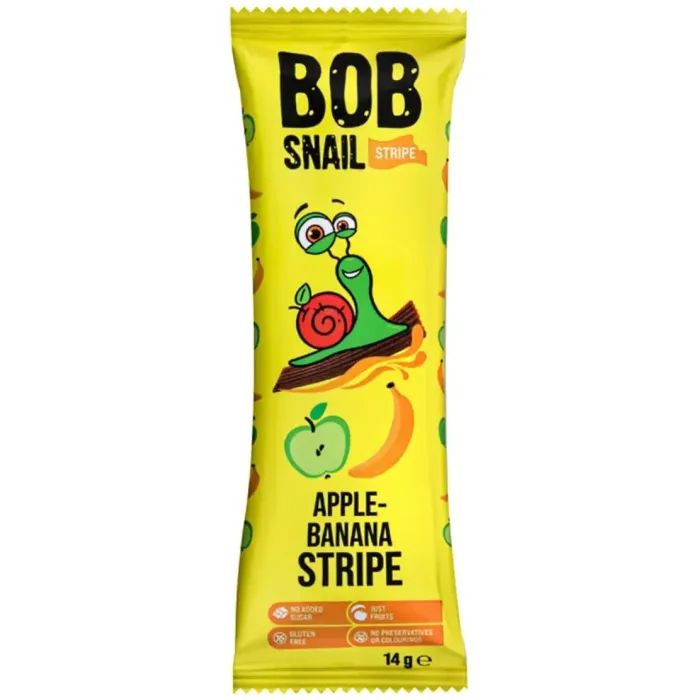 Цукерка Bob Snail Яблучно-банановий страйп, 14 г (4820219344254)