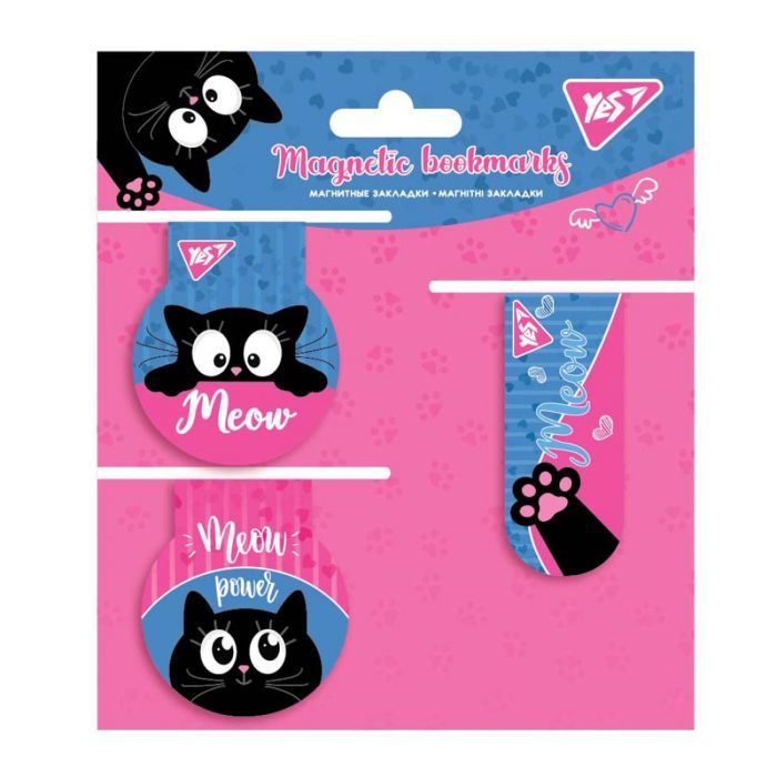 Закладки для книг Yes магнитные Meow, 3 шт (707562)