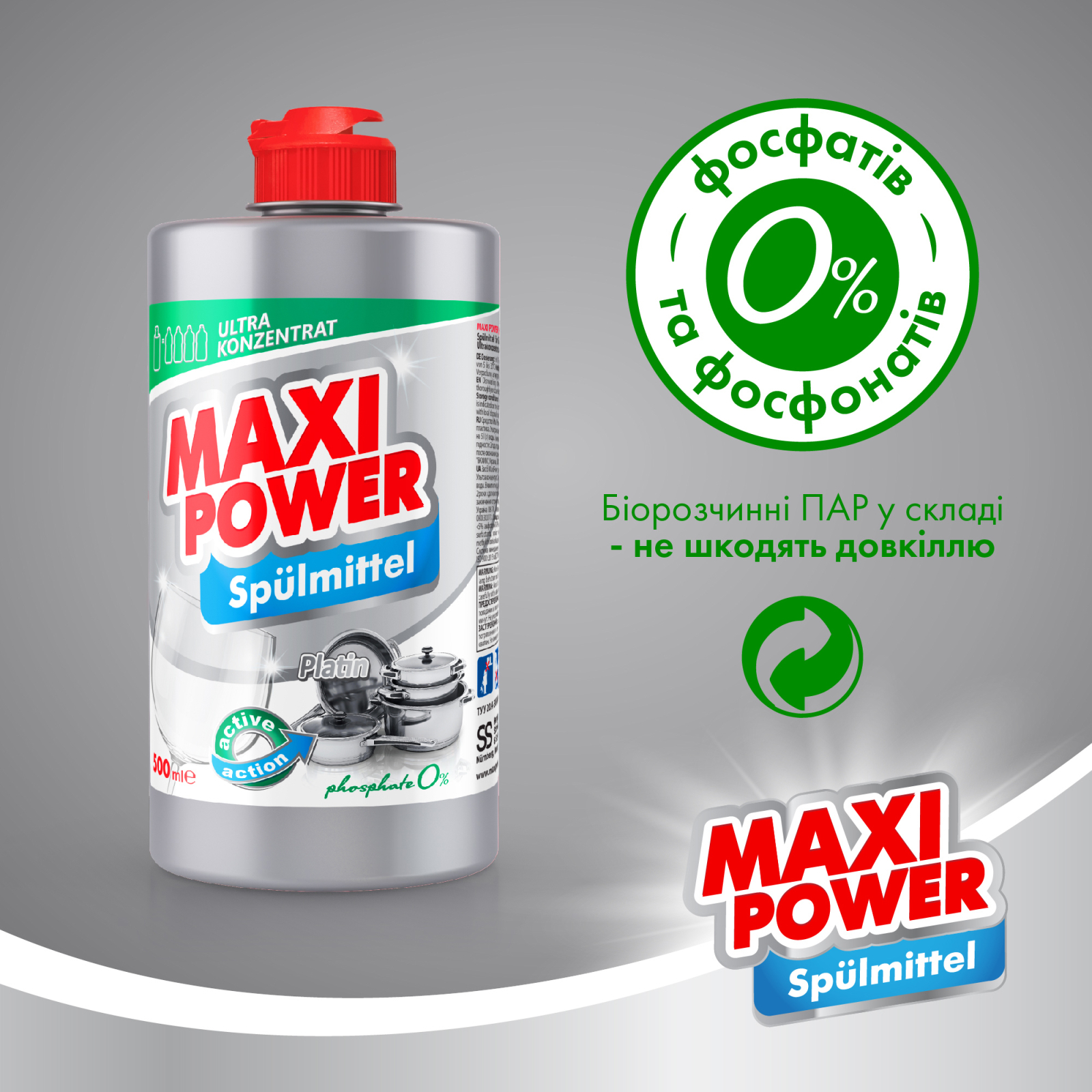 Средство для ручного мытья посуды Maxi Power Платинум 1000 мл (4823098402794) изображение 5
