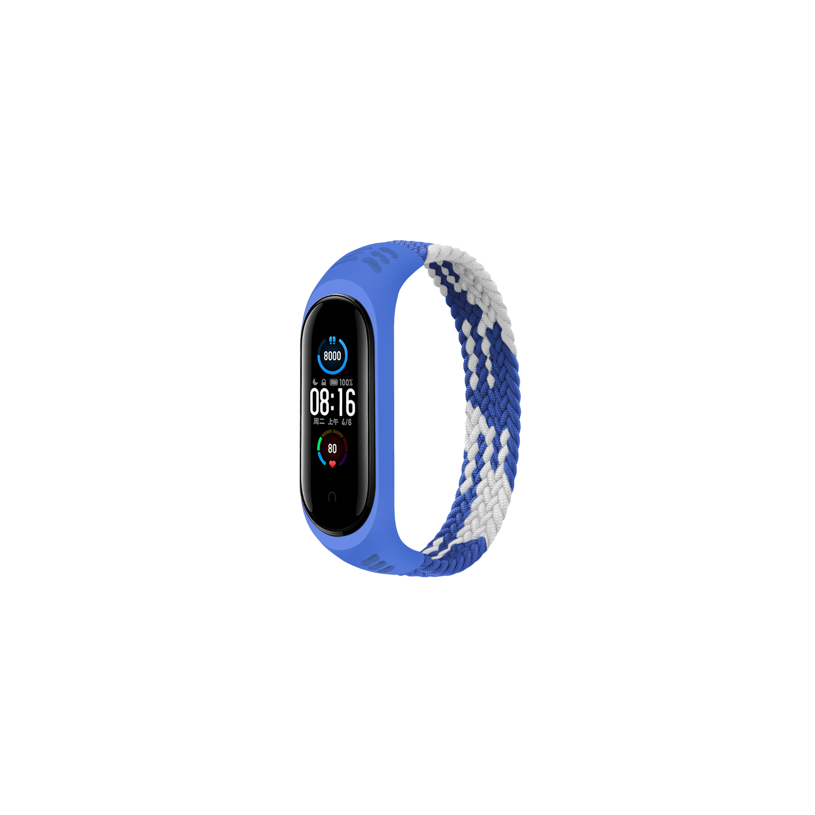 Ремешок для фитнес браслета BeCover Elastic Nylon Style для Xiaomi Mi Smart Band 5/6 (Size L) Blue-White (706162)