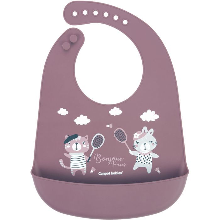 Слинявчик Canpol babies Bonjour Paris силіконовий з кишенькою беж (74/027_bei)