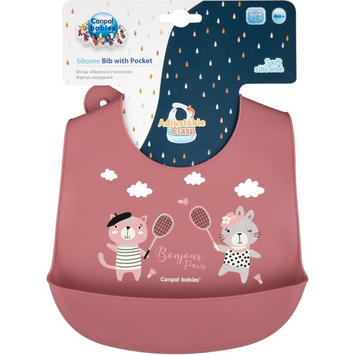 Слинявчик Canpol babies Bonjour Paris силіконовий з кишенькою беж (74/027_bei) зображення 2