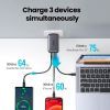 Зарядний пристрій Ugreen 3xUSB 65W GaN (2хUSB-C+USB-A) CD244 Grey (10335) зображення 3
