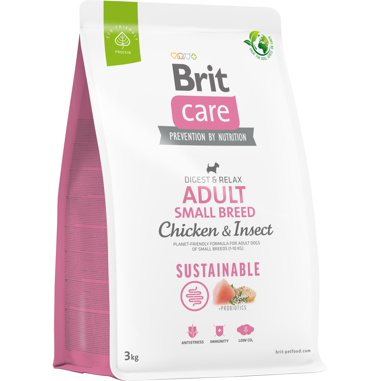 Сухой корм для собак Brit Care Dog Sustainable Adult Small Breed с курицей и насекомыми 3 кг (8595602558667)