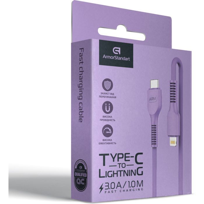 Дата кабель USB-C to Lightning 1.0m AR88 3A Peach Armorstandart (ARM65289) изображение 4