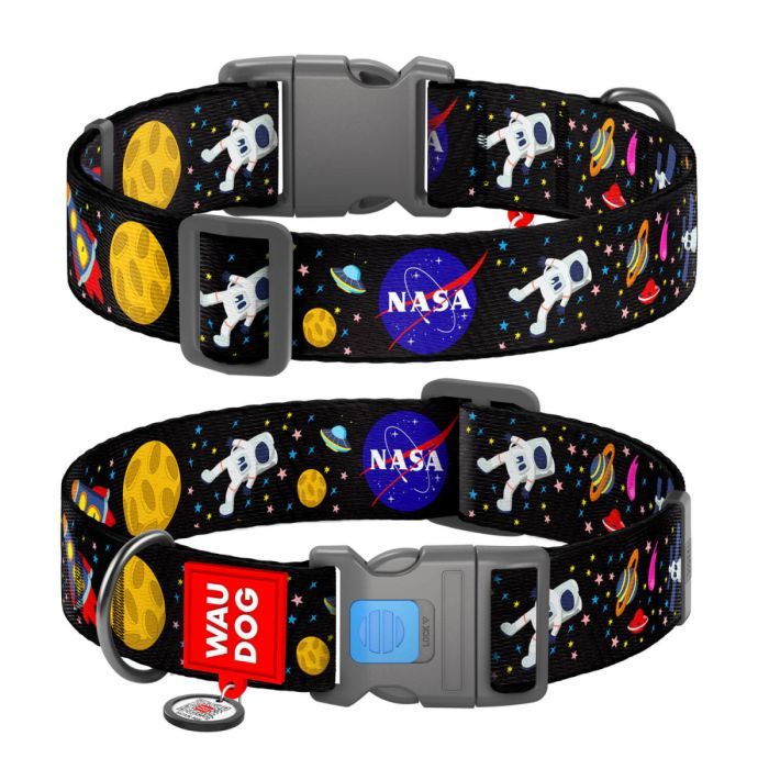 Ошейник для животных WAUDOG Nylon с QR паспортом NASA пластиковый фастекс XXL (284-0047) изображение 5