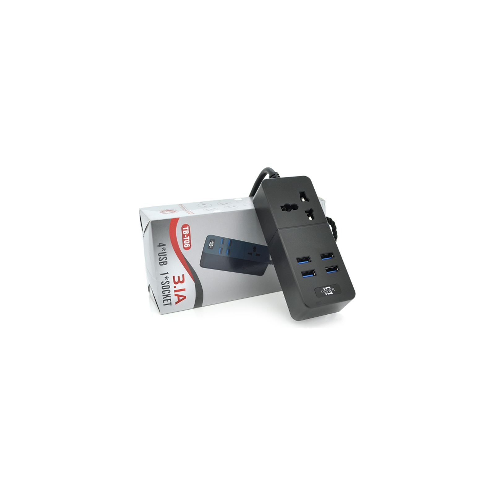 Мережевий фільтр живлення Voltronic TВ-Т05, 1роз, 4*USB Black (ТВ-Т06-Black) зображення 2