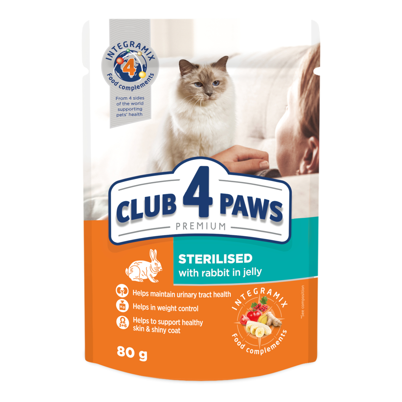 Влажный корм для кошек Club 4 Paws для стерилизованных с кроликом в желе 80 г (4820215367578)
