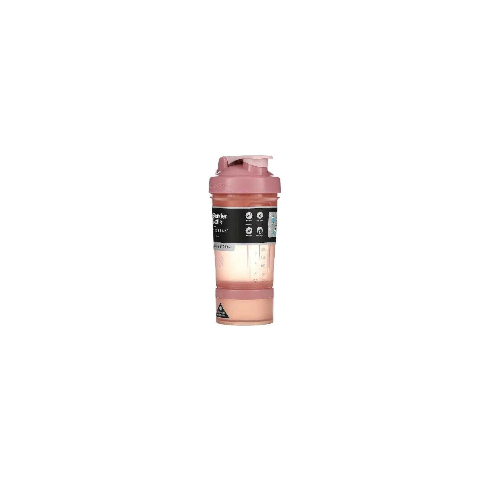 Шейкер спортивний BlenderBottle ProStak 22oz/650ml з 2-ма контейнерами Rose Pink (PS 22oz Rose_Pink) зображення 8