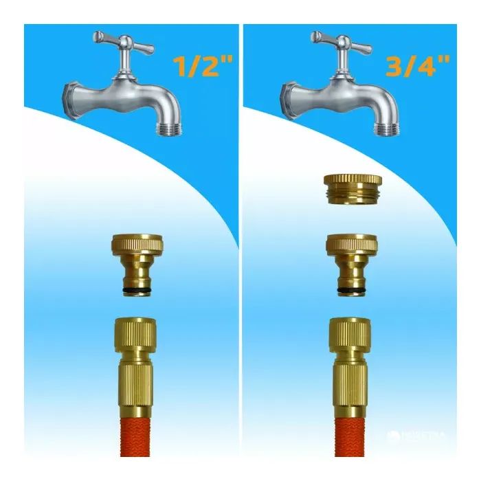 Поливочный шланг Gruntek King Cobra с пистолетом и переходниками 5 шт. (296225001) изображение 4