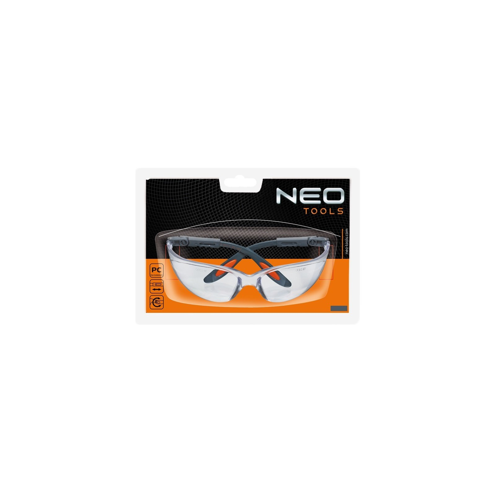 Захисні окуляри Neo Tools протиосколкові, нейлонові дужки, стійкі до подряпин, прозорі (97-500) зображення 9