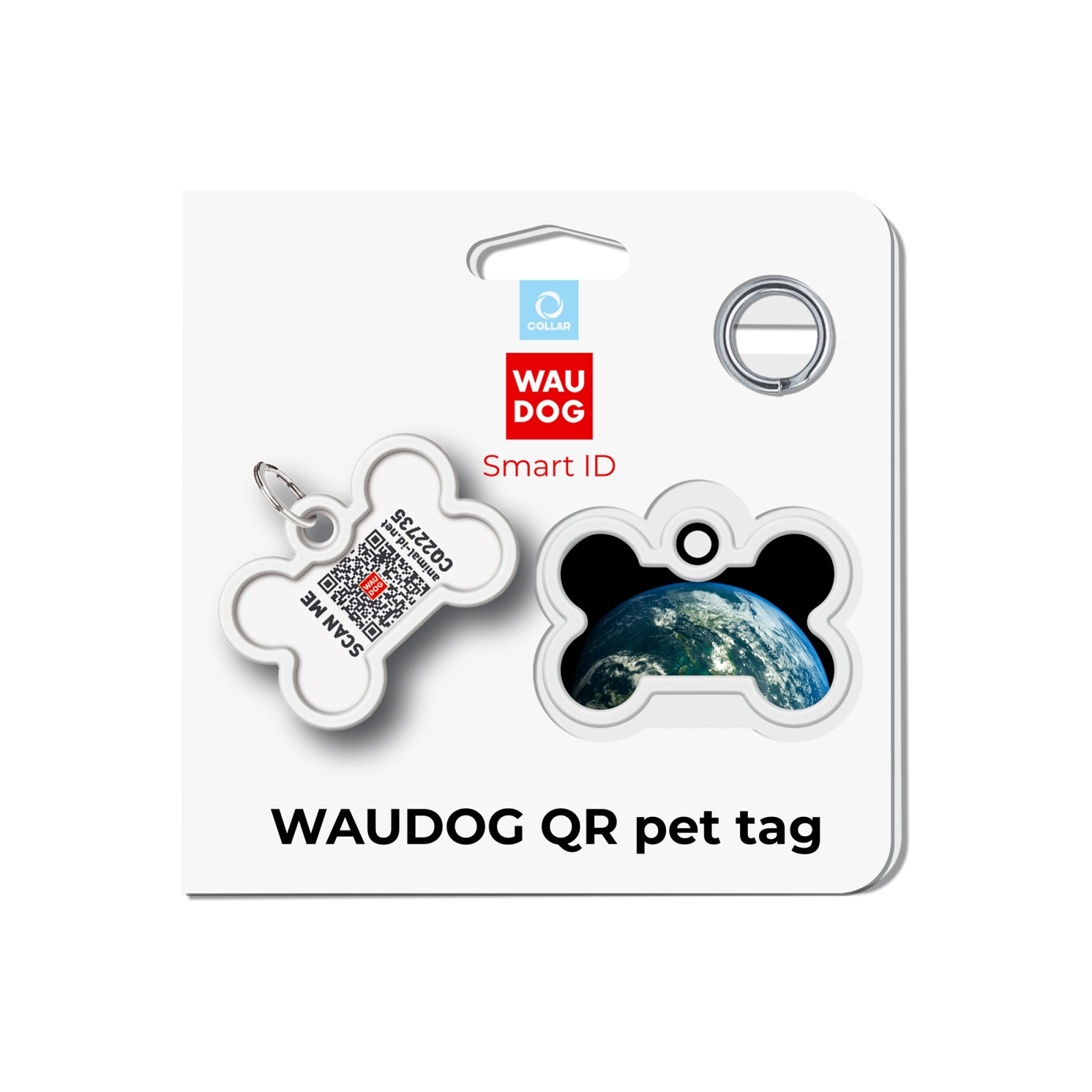 Адресник для тварин WAUDOG Smart ID з QR паспортом "Земля", кістка 40х28 мм (231-4029) зображення 5