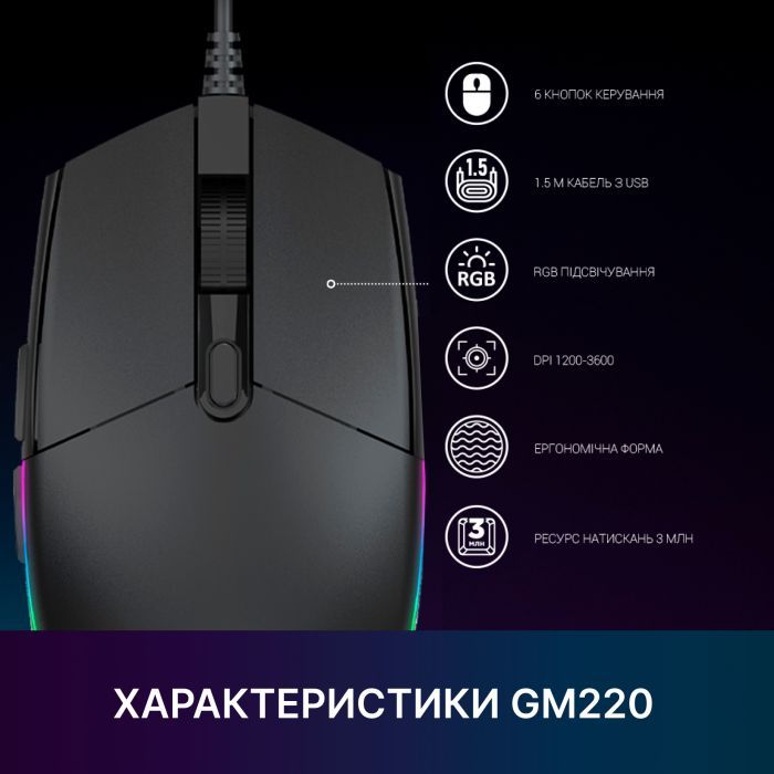 Мышка GamePro GM220 USB Black (GM220) изображение 8