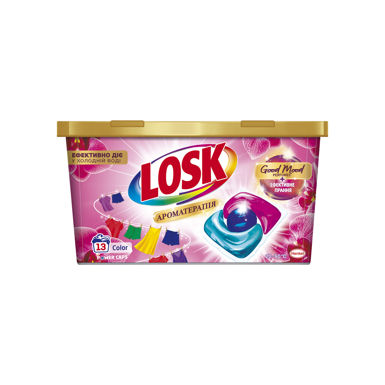 Капсули для прання Losk Power Caps Color Ароматерапія Ефірні масла та аромат Малазійської квітки 13 шт. (9000101803112)