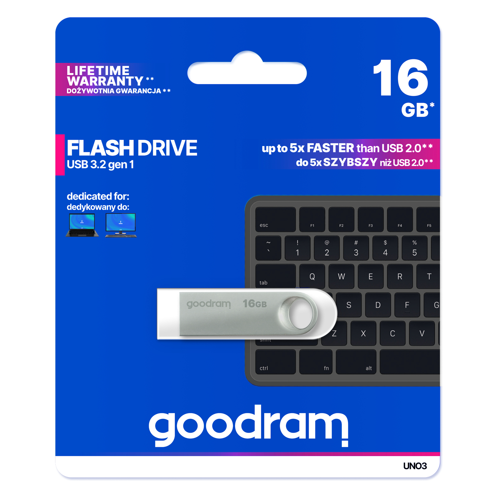 USB флеш накопитель Goodram 16GB UNO3 Steel USB 3.2 (UNO3-0160S0R11) изображение 4