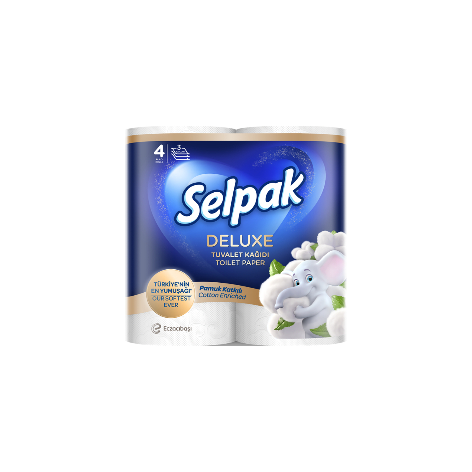 Туалетная бумага Selpak Deluxe Cotton Enriched 3 слоя 4 рулона (8690530046566)