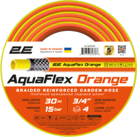 Фото - Шланг для воды 2E Шланг для поливу  AquaFlex Orange 3/4", 30м, 4 шари, 20бар, -10+60°C ( 