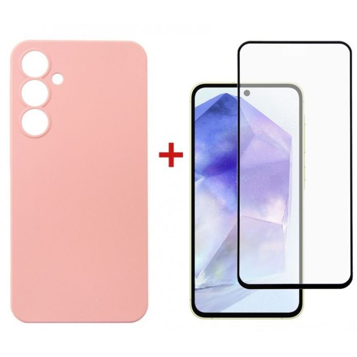 Чехол для мобильного телефона Dengos Samsung Galaxy A55 5G + Glass Pink (DG-KM-92)