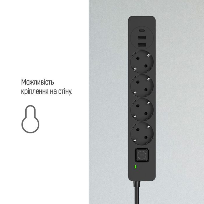 Мережевий фільтр живлення ColorWay CW-CHE432PDB, 4 розетки/3USB 2M (CW-CHE432PDB) зображення 11