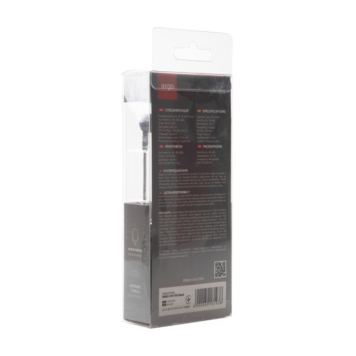 Наушники Ergo VM-735 Type-C Earphones Black (VM-735K) изображение 3