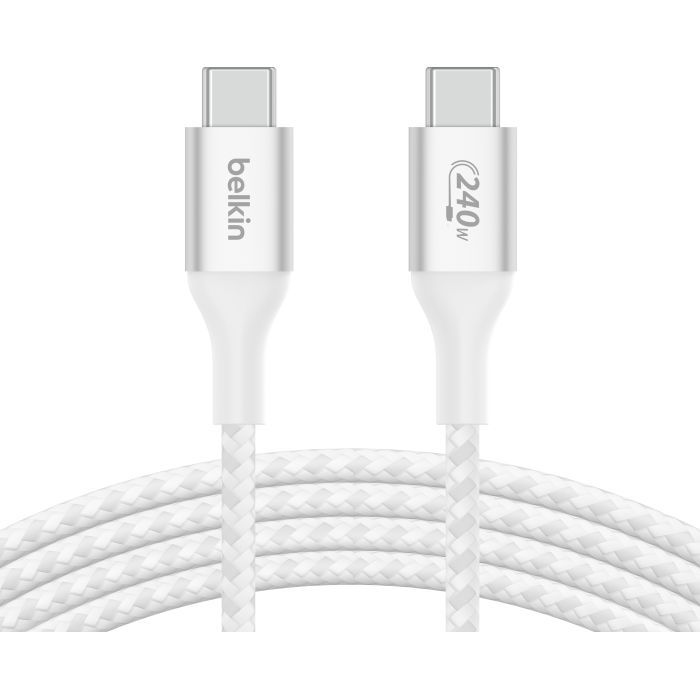 Дата кабель USB-C to USB-C 1.0m 240W white Belkin (CAB015BT1MWH)