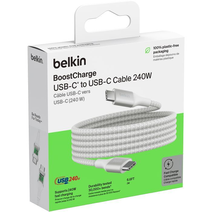 Дата кабель USB-C to USB-C 1.0m 240W white Belkin (CAB015BT1MWH) изображение 7
