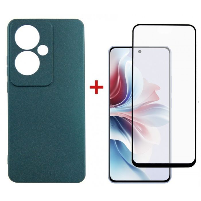 Чехол для мобильного телефона Dengos Oppo Reno 11F + glass Green (DG-KM-96)