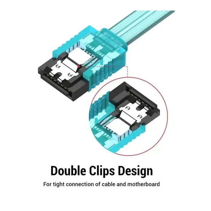 Кабель для передачи данных SATA 3.0 7pin F/F 0.5m L Blue Vention (KDDSD) изображение 2