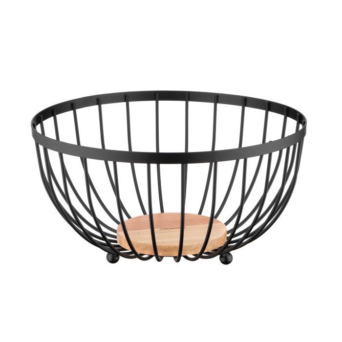 Фруктовниця Ardesto Midori 25х25х13см, метал, дерево, чорний (AR0904B)