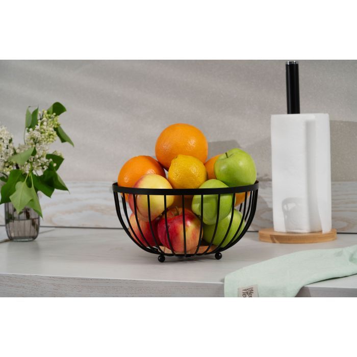 Фруктовниця Ardesto Midori 25х25х13см, метал, дерево, чорний (AR0904B) зображення 2