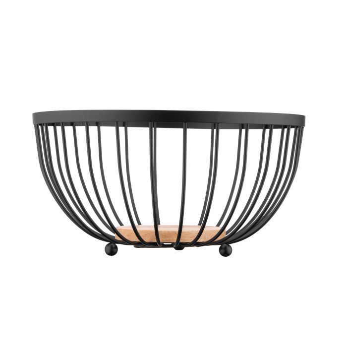 Фруктовниця Ardesto Midori 25х25х13см, метал, дерево, чорний (AR0904B) зображення 3